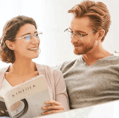Progressive Reading Glasses with Blue Light Filter for Close & Distance Vision | Titanium & TR90 Ultralight Frame | Anti-Glare Computer