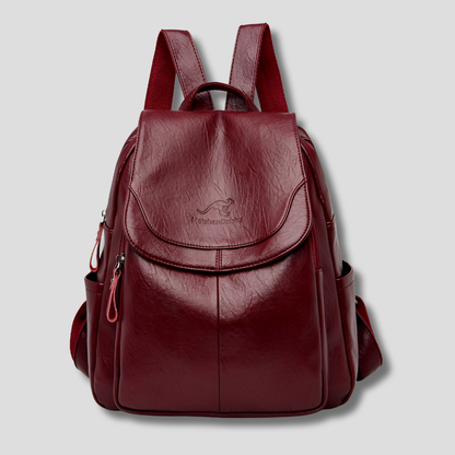 Textured Leather Anti-Theft Backpack for Women – Secure Everyday Carryall with Multiple Compartments