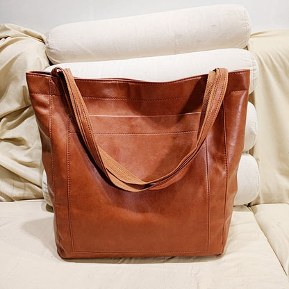 Structured Genuine Leather Tote (Detachable Strap)