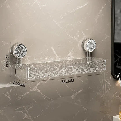 Adhesive Bathroom Organizer Caddy with Grip-Lock Suction – Wall-Mount Shelf for Shower & Vanity Toiletries, Shampoo, Cosmetics