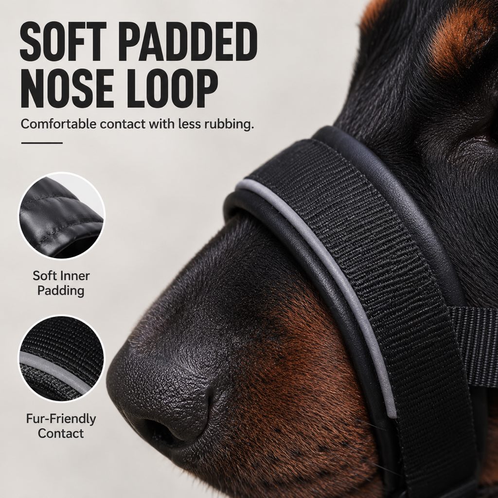 Ortekor No-Pull Dog Head Halter for Daily Walks - Adjustable Padded Training Muzzle to Help Reduce Pulling