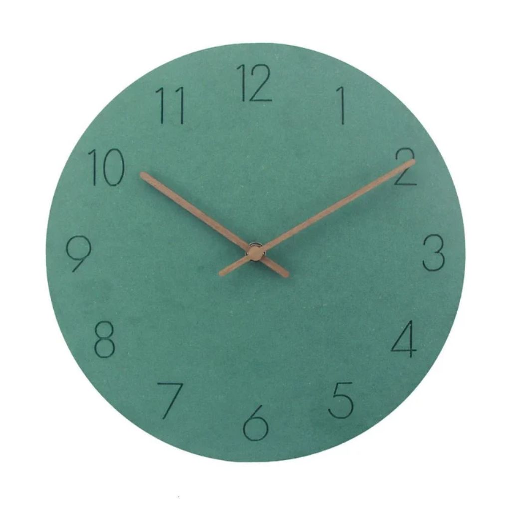 Silent Wall Clock 11.4 in Round Wood Frame Modern Home Décor for Bedroom Living Room Office Minimalist Timepiece