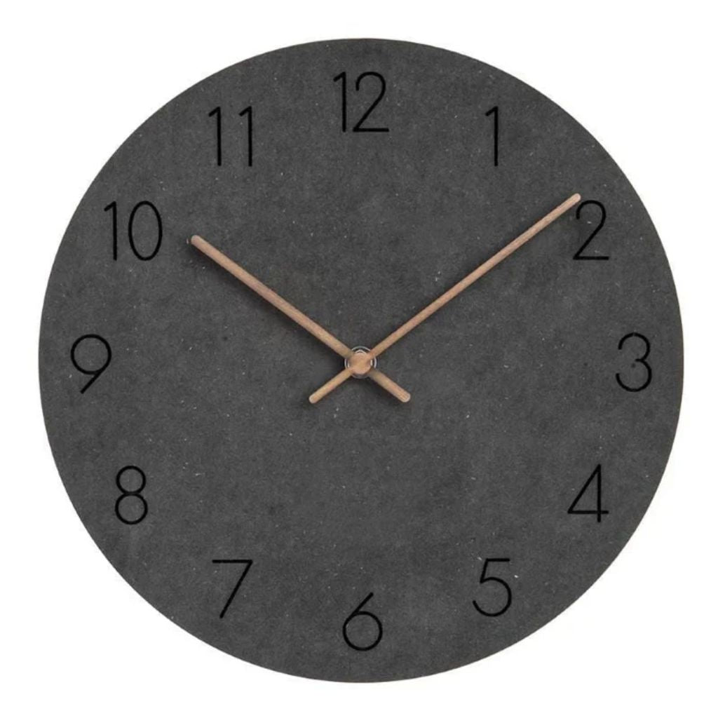Silent Wall Clock 11.4 in Round Wood Frame Modern Home Décor for Bedroom Living Room Office Minimalist Timepiece