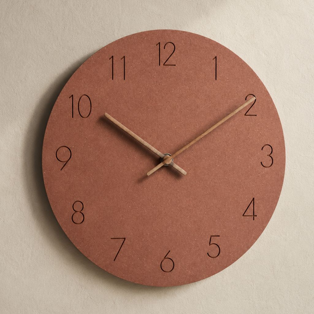 Silent Wall Clock 11.4 in Round Wood Frame Modern Home Décor for Bedroom Living Room Office Minimalist Timepiece