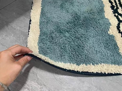 Abstract Modern Bathroom Rug with Non-Slip Backing – Soft Polyester & Acrylic Mat for Contemporary Bath Decor – Machine Washable Floor Mat