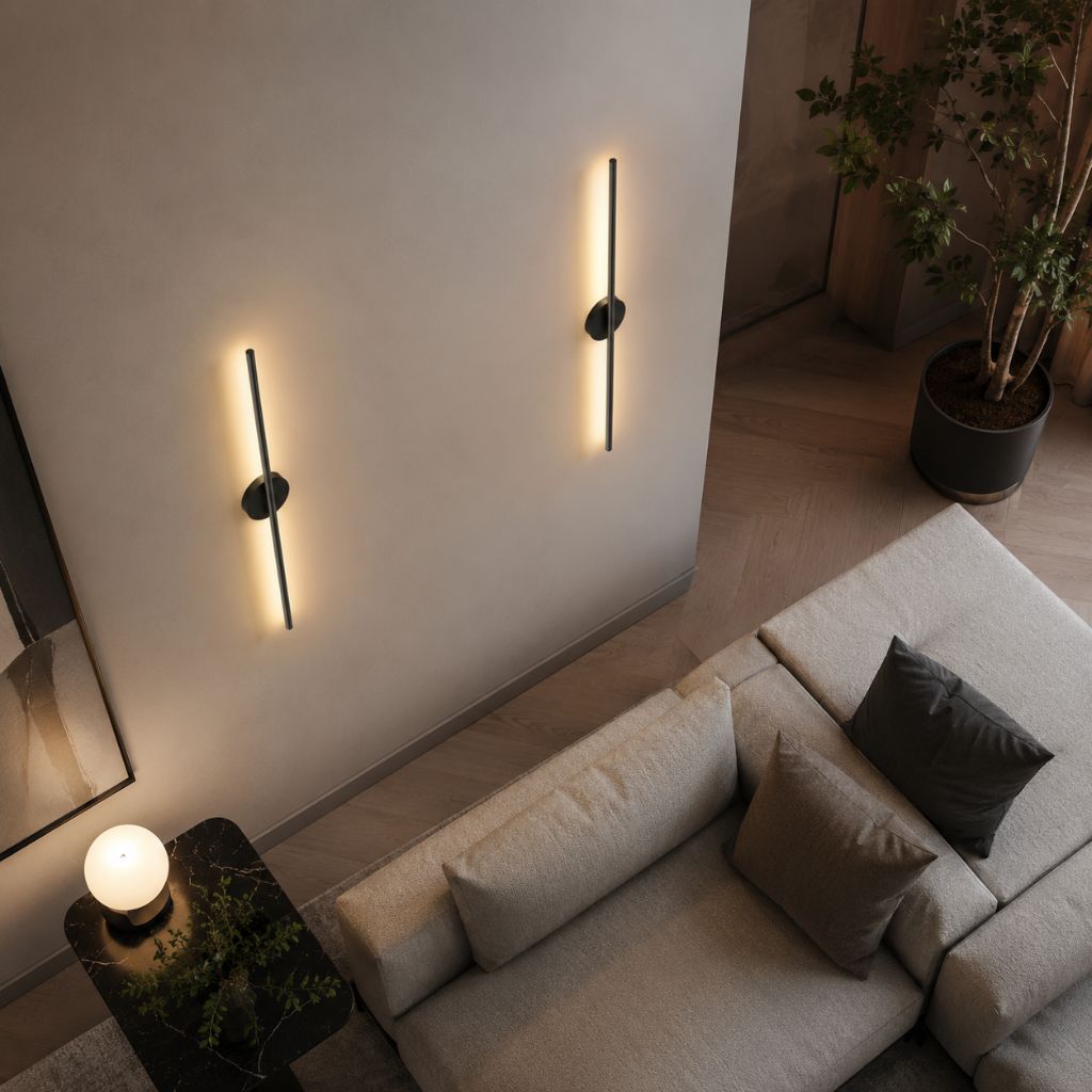 Elongated LED Wall Light Strip Black Aluminum Hardwired Sconce for Bedroom Living Room TV Accent Modern Minimalist
