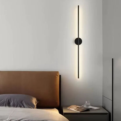Elongated LED Wall Light Strip Black Aluminum Hardwired Sconce for Bedroom Living Room TV Accent Modern Minimalist