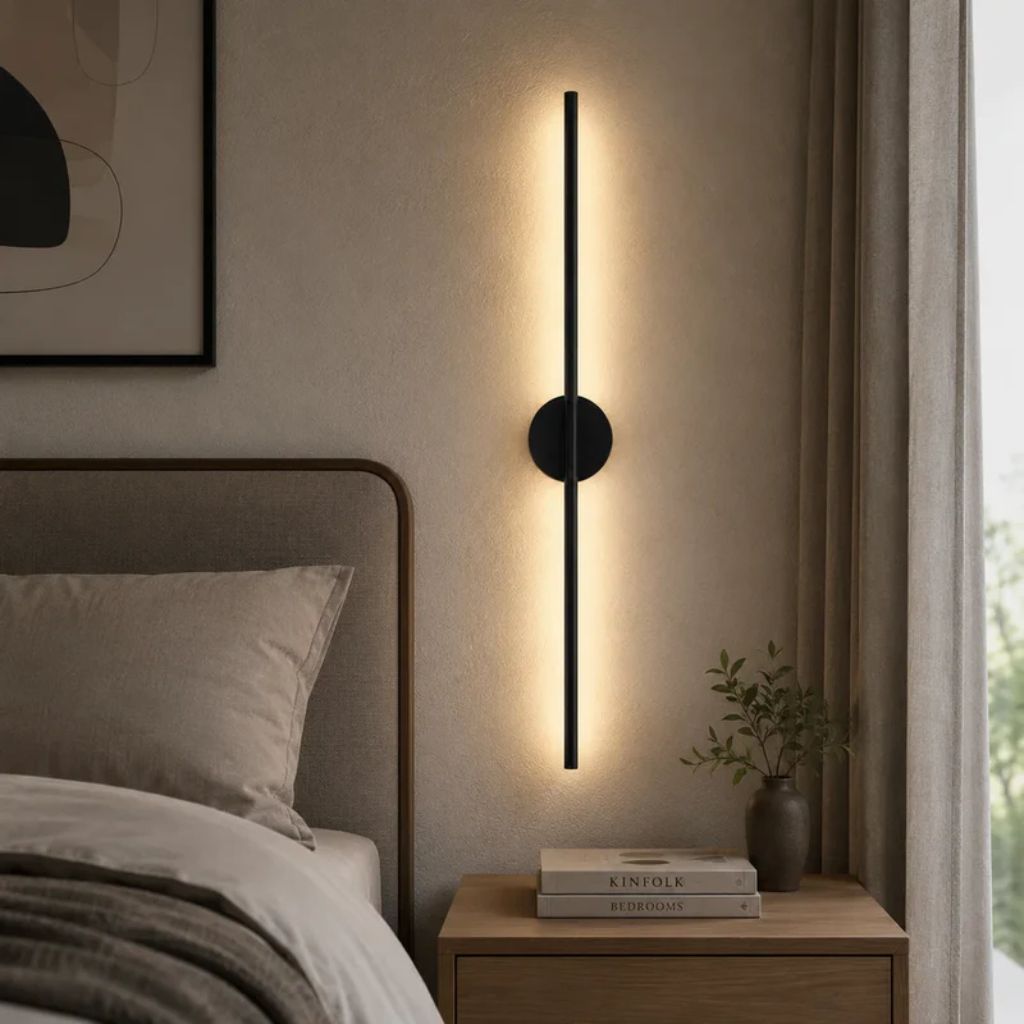 Elongated LED Wall Light Strip Black Aluminum Hardwired Sconce for Bedroom Living Room TV Accent Modern Minimalist