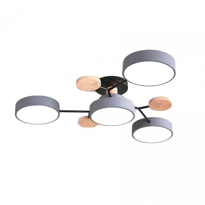 Branched Disc LED Ceiling Light with Wood Accents – Modern Scandinavian Design for Living Room, Bedroom & Dining
