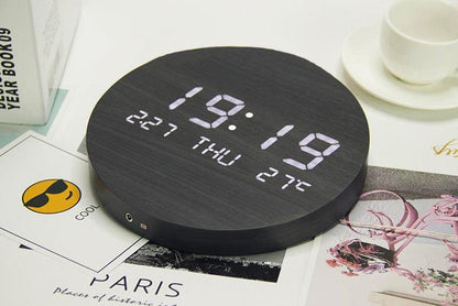 Digital Wall Clock Round Minimalist Display Scandinavian Home Decor Battery Operated Time Piece for Living Room Bedroom Office Modern