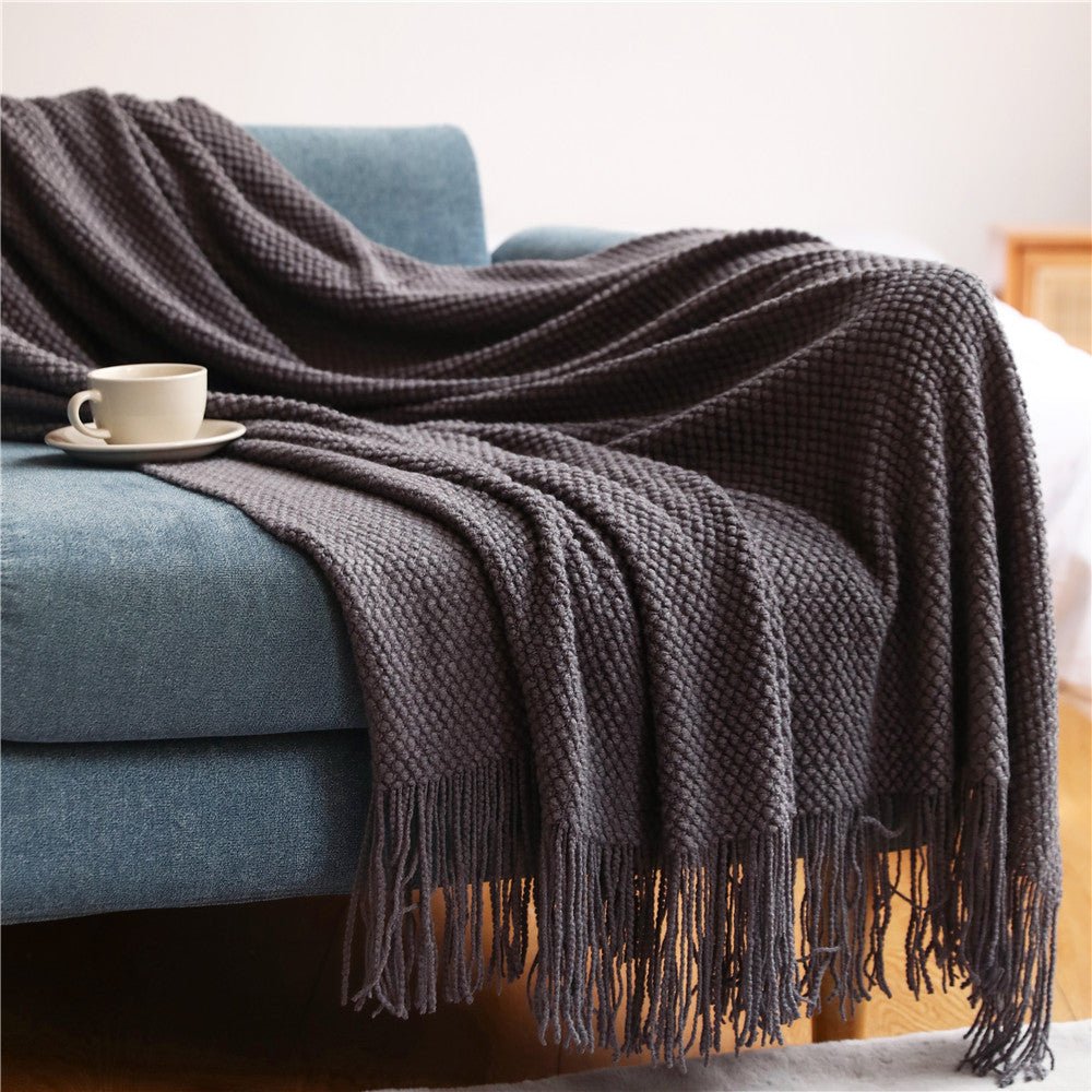 Throw Blanket for Couch, Chunky Knit Blanket in Soft Cozy Yarn, Oversized Knit Throw Blanket for Bed and Outdoor