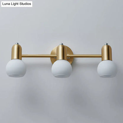 Brass Bathroom Vanity Light Fixture with Glass Shades – Downward Wall Sconce for Powder Room, Hallway & Mirror Lighting