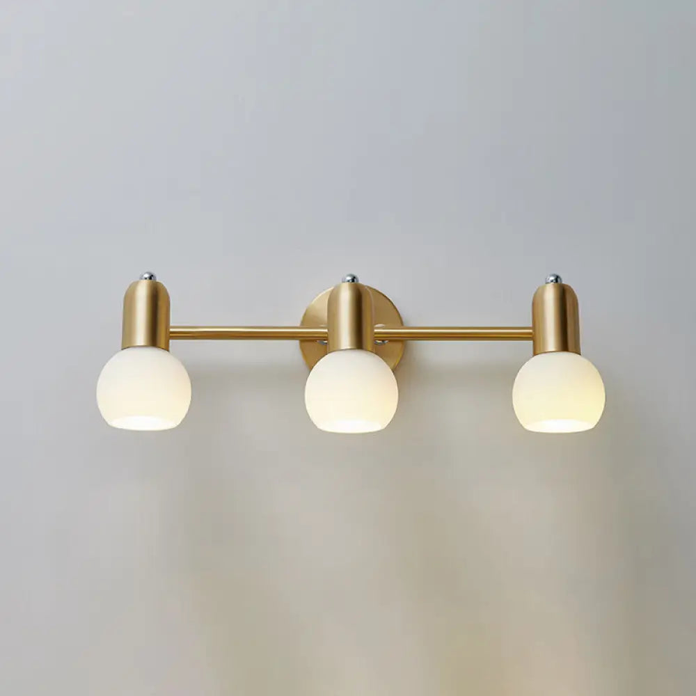 Brass Bathroom Vanity Light Fixture with Glass Shades – Downward Wall Sconce for Powder Room, Hallway & Mirror Lighting
