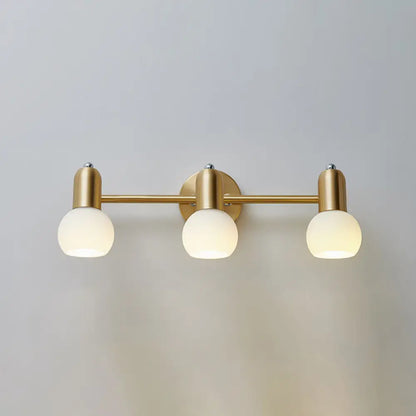 Brass Bathroom Vanity Light Fixture with Glass Shades – Downward Wall Sconce for Powder Room, Hallway & Mirror Lighting