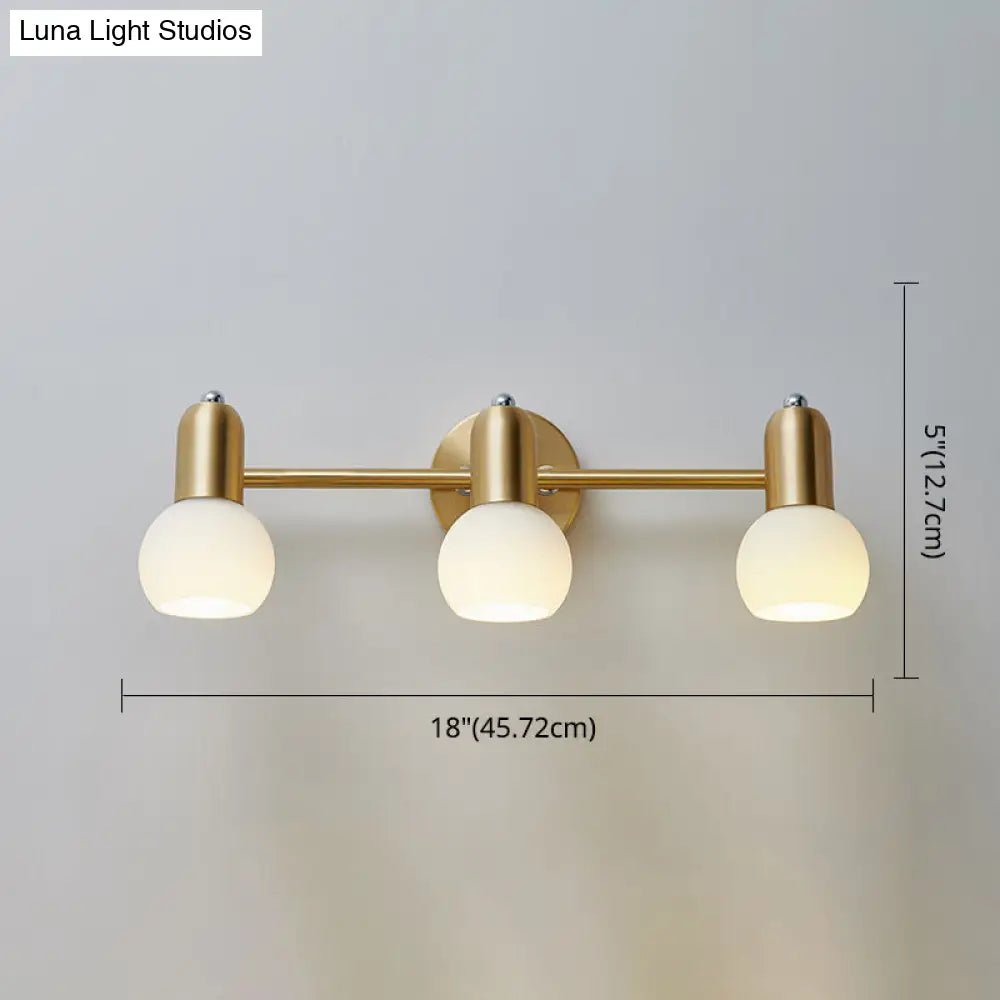 Brass Bathroom Vanity Light Fixture with Glass Shades – Downward Wall Sconce for Powder Room, Hallway & Mirror Lighting