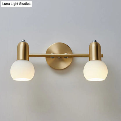 Brass Bathroom Vanity Light Fixture with Glass Shades – Downward Wall Sconce for Powder Room, Hallway & Mirror Lighting