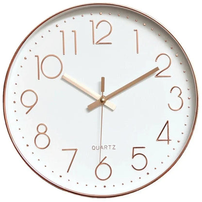 Silent Quartz Wall Clock 12-Inch Modern Round Timepiece for Living Room Bedroom Home Office Decor Easy-Read Face