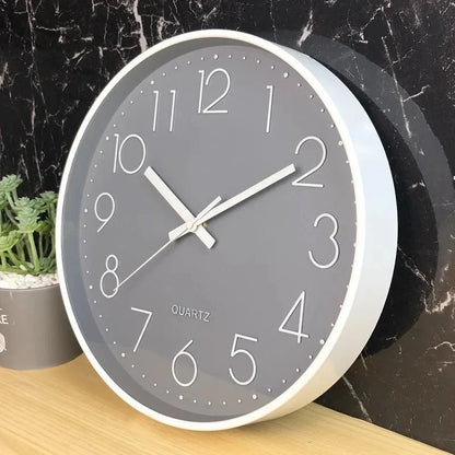 Silent Quartz Wall Clock 12-Inch Modern Round Timepiece for Living Room Bedroom Home Office Decor Easy-Read Face