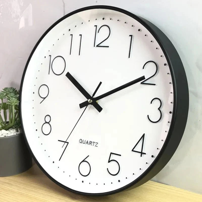 Silent Quartz Wall Clock 12-Inch Modern Round Timepiece for Living Room Bedroom Home Office Decor Easy-Read Face