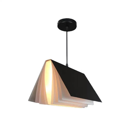 Book-Shaped Ceiling Pendant Light, LED Compatible Hanging Fixture for Kitchen Island, Dining Room and Bedroom, Plastic Shade with Round