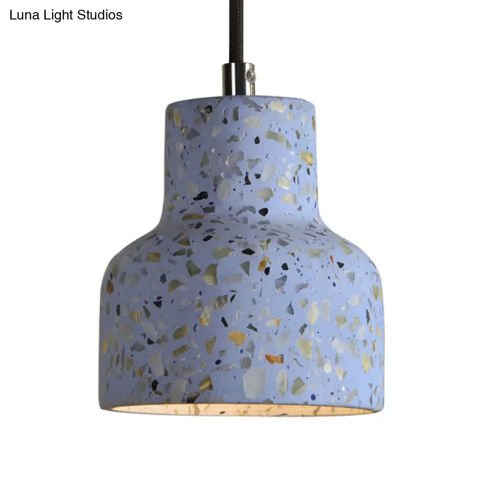 Terrazzo Cement Pendant Light with Adjustable Cord, Single Bulb Fixture for Kitchen Island, Entryway & Dining Room, Modern Industrial
