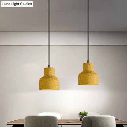 Terrazzo Cement Pendant Light with Adjustable Cord, Single Bulb Fixture for Kitchen Island, Entryway & Dining Room, Modern Industrial
