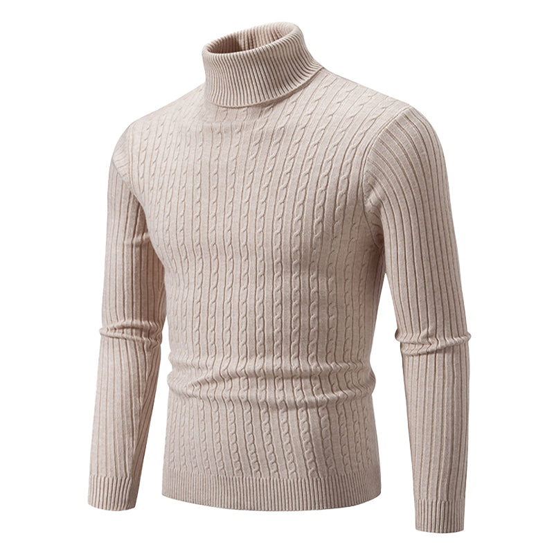 Cable Knit Turtleneck Sweater for Women – Classic Ribbed Pullover Top – Soft Structured Fit for Fall Winter – Timeless Layer