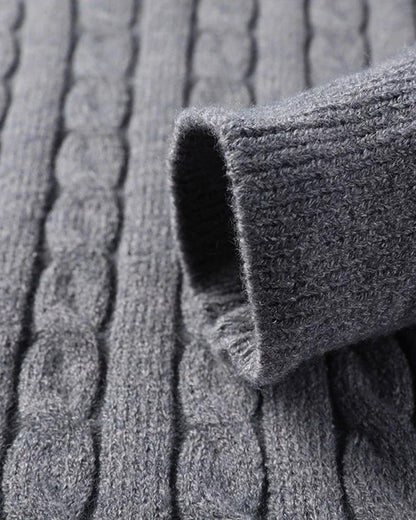 Men's Cable Knit Half-Zip Pullover Sweater – Classic Fit Ribbed Collar Knitwear for Casual & Smart Occasions