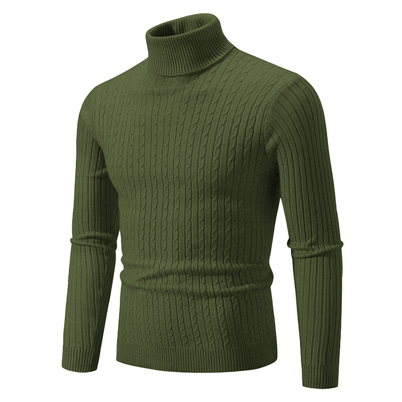 Cable Knit Turtleneck Sweater for Women – Classic Ribbed Pullover Top – Soft Structured Fit for Fall Winter – Timeless Layer