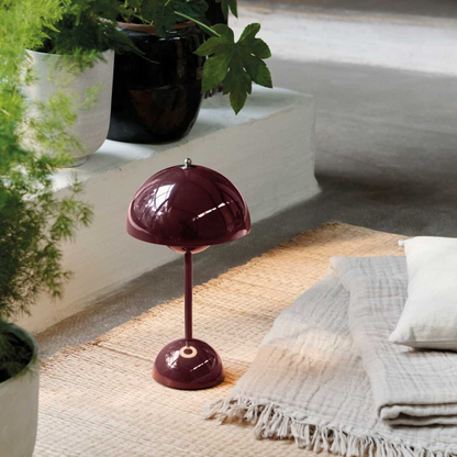 Portable Rechargeable LED Mushroom Lamp — Cordless Nightstand Light with 2000mAh Battery, Warm 3000K Glow for Bedroom, Living Room & Home Of