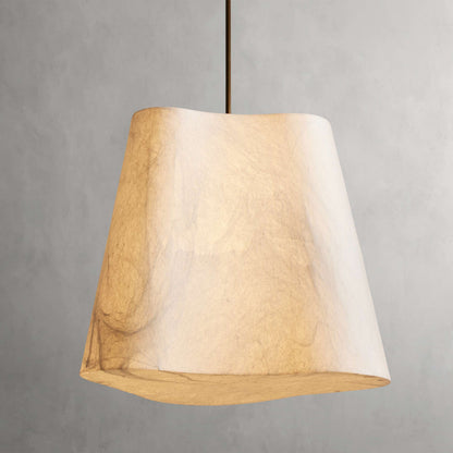 Modern LED Pendant Light with Sculptural Cocoon Shade, Adjustable Height Ceiling Fixture, Dimmable 20W Brass Accent for Living Room & Dining