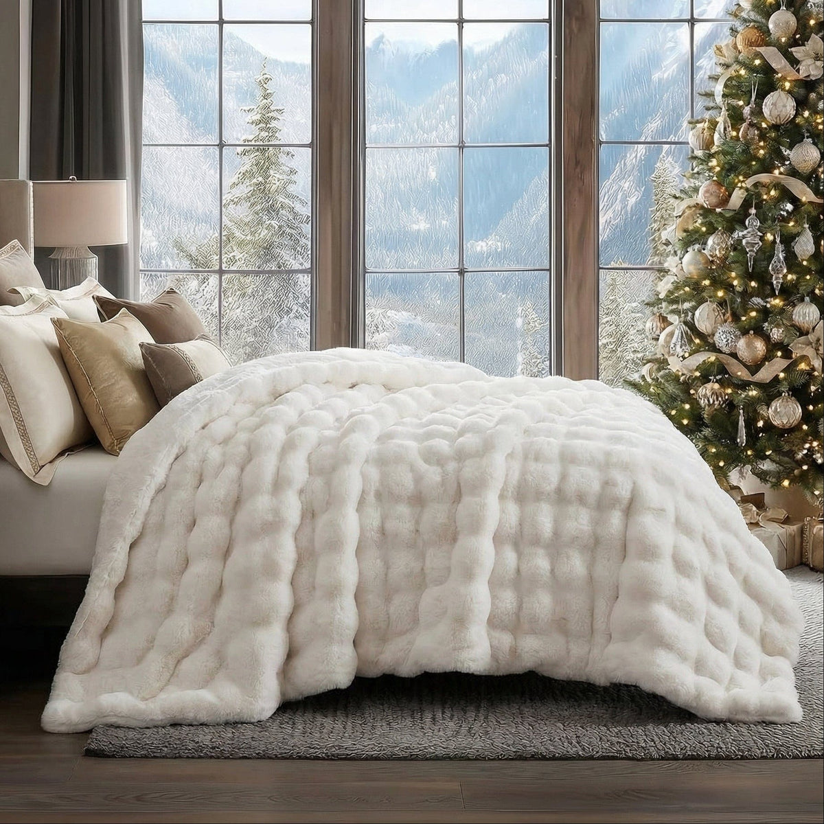 Plush Faux Fur Throw Blanket with Silky Soft Texture for Couch, Bed & Living Room Decor in Multiple Colors
