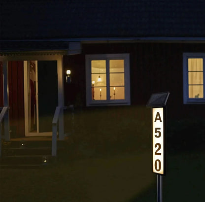 NIGHTBEACON – Solar House Address Sign for Evening Visibility