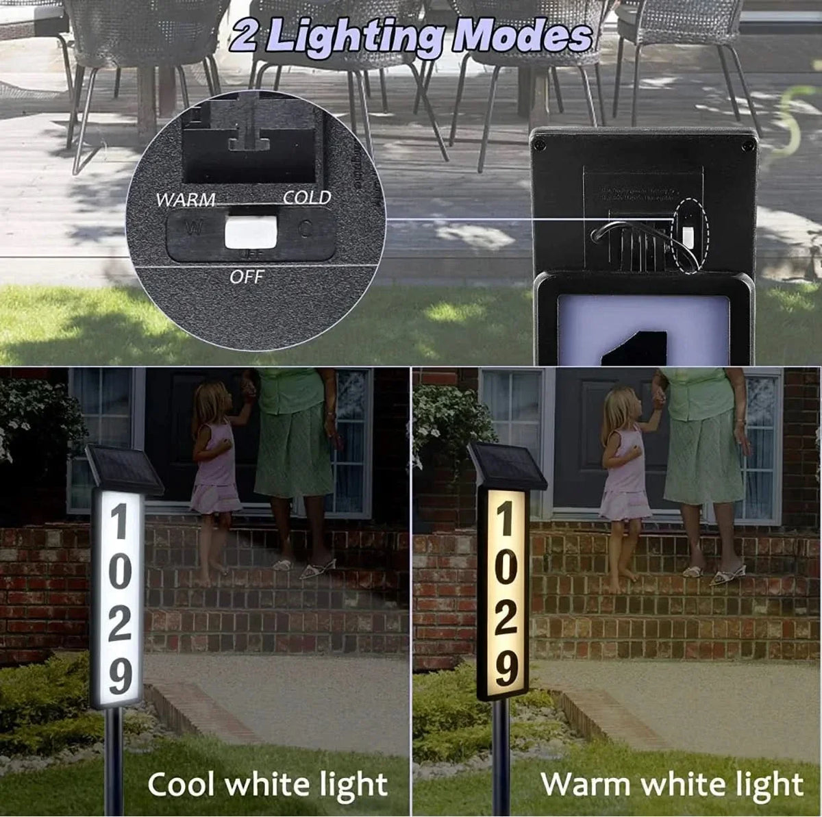 NIGHTBEACON – Solar House Address Sign for Evening Visibility