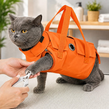 Ortekor Multi-Use Cat Carrier & Grooming Bag - Easy Paw Access for Vet Visits & At-Home Care
