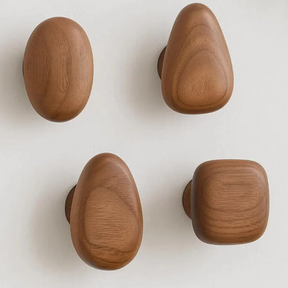 Handcrafted Wooden Wall Hooks Set of 4 Natural Timber Coat Rack Towel Hanger Entryway Bathroom Bedroom Organizer Artisan Finish