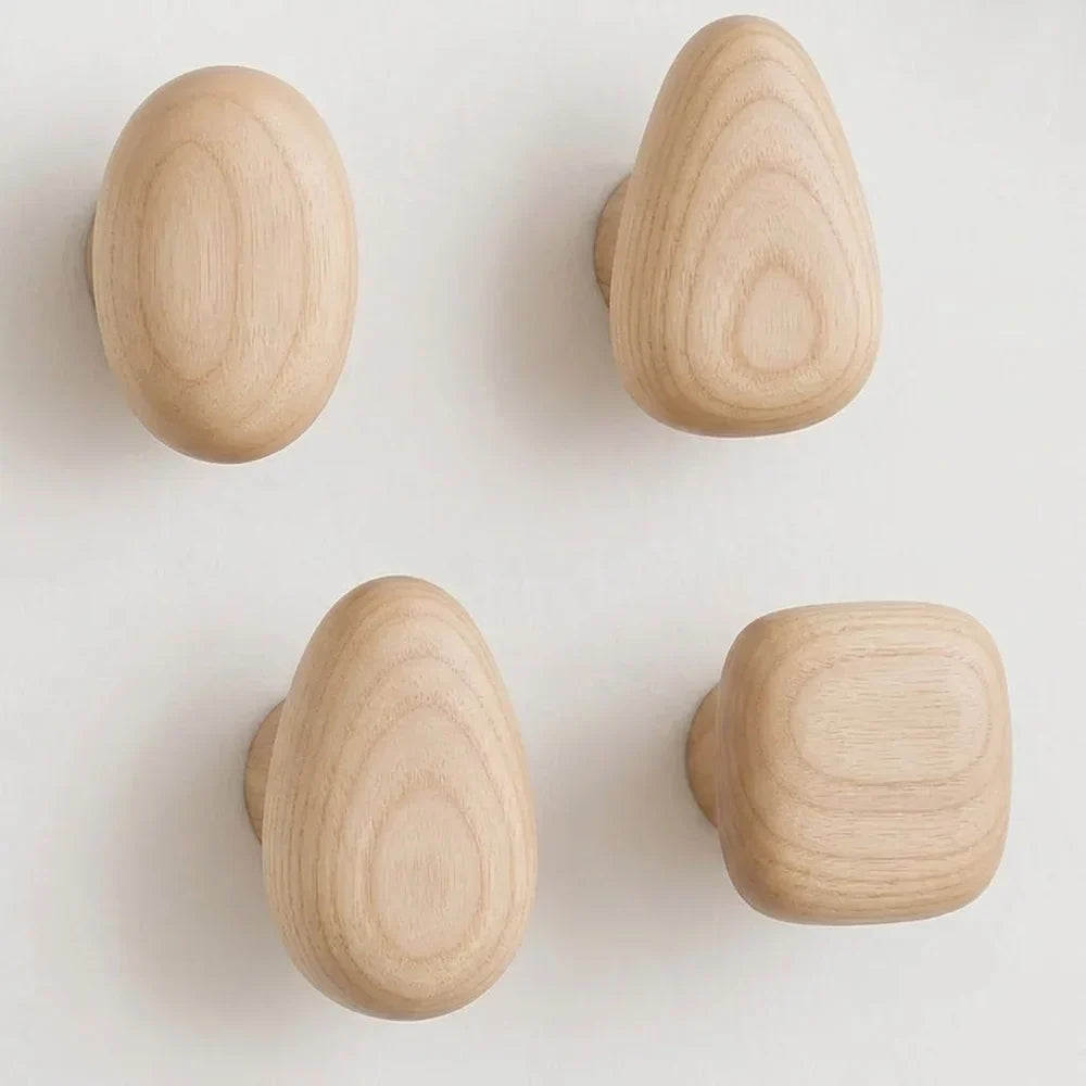 Handcrafted Wooden Wall Hooks Set of 4 Natural Timber Coat Rack Towel Hanger Entryway Bathroom Bedroom Organizer Artisan Finish