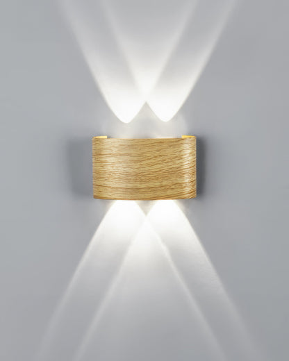 Aluminum Up-Down Sconce 10W 3000K Wood-Grain Indoor Outdoor Hallway Balcony Entryway Modern Bidirectional Ambient Accent Fixture IP65