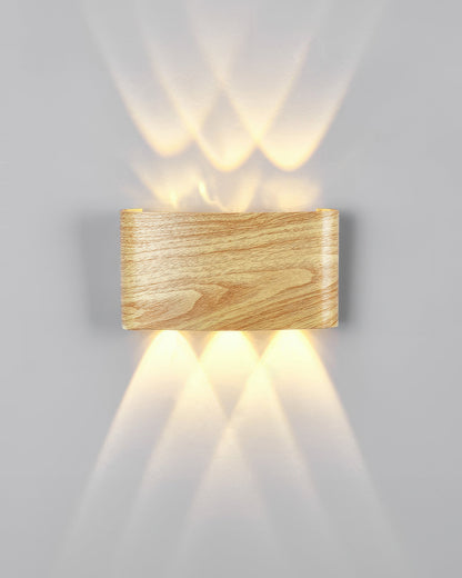 Aluminum Up-Down Sconce 10W 3000K Wood-Grain Indoor Outdoor Hallway Balcony Entryway Modern Bidirectional Ambient Accent Fixture IP65
