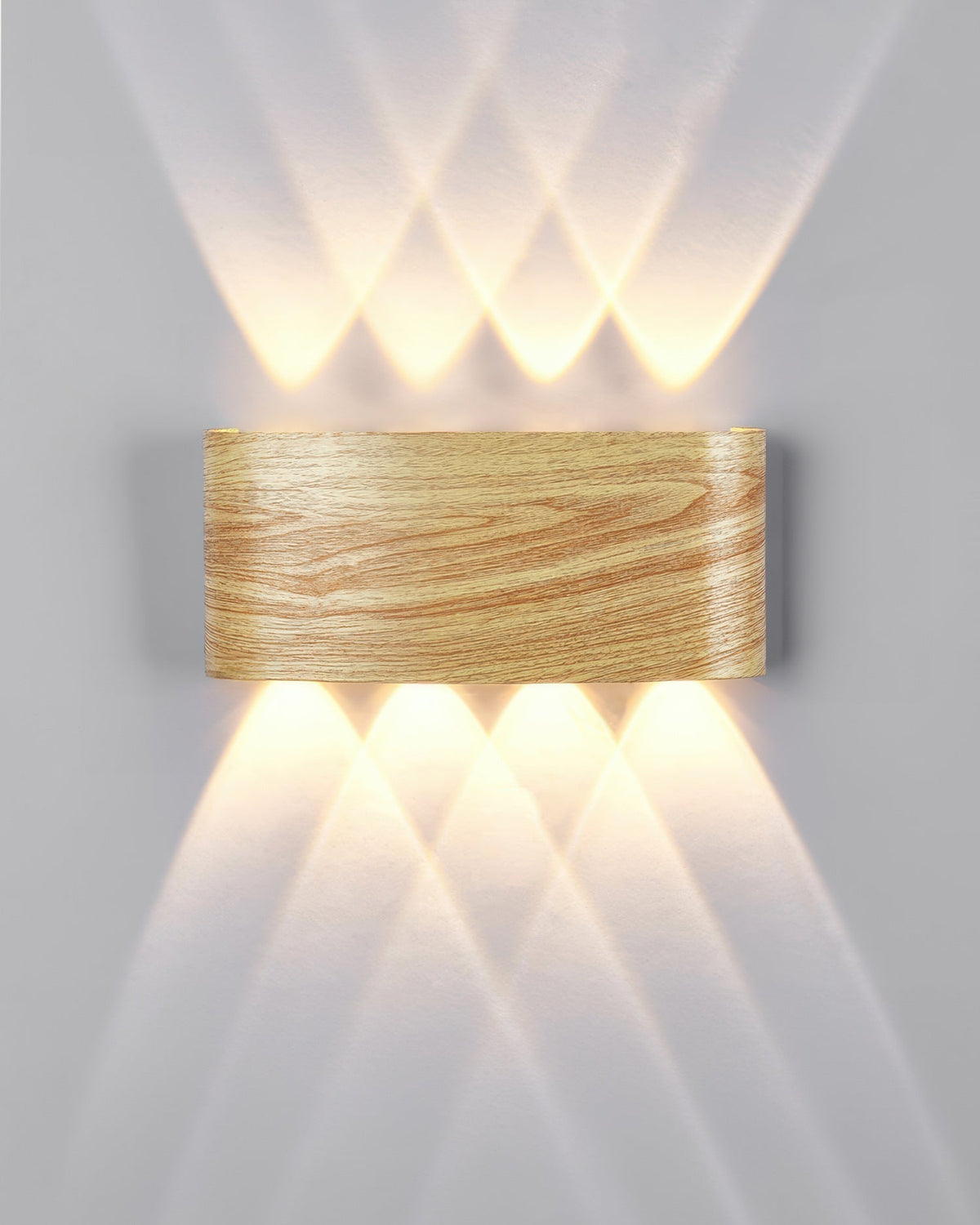 Aluminum Up-Down Sconce 10W 3000K Wood-Grain Indoor Outdoor Hallway Balcony Entryway Modern Bidirectional Ambient Accent Fixture IP65