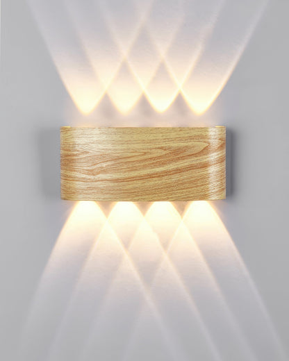 Aluminum Up-Down Sconce 10W 3000K Wood-Grain Indoor Outdoor Hallway Balcony Entryway Modern Bidirectional Ambient Accent Fixture IP65