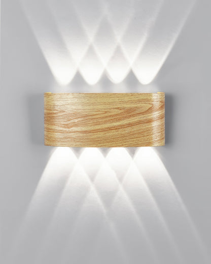 Aluminum Up-Down Sconce 10W 3000K Wood-Grain Indoor Outdoor Hallway Balcony Entryway Modern Bidirectional Ambient Accent Fixture IP65