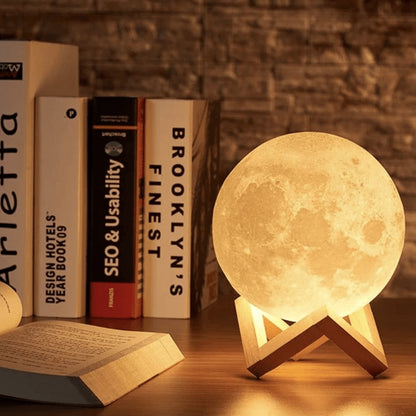 3D Printed Lunar Globe Night Light with Touch Control & USB Charging for Bedroom, Living Room, Kids