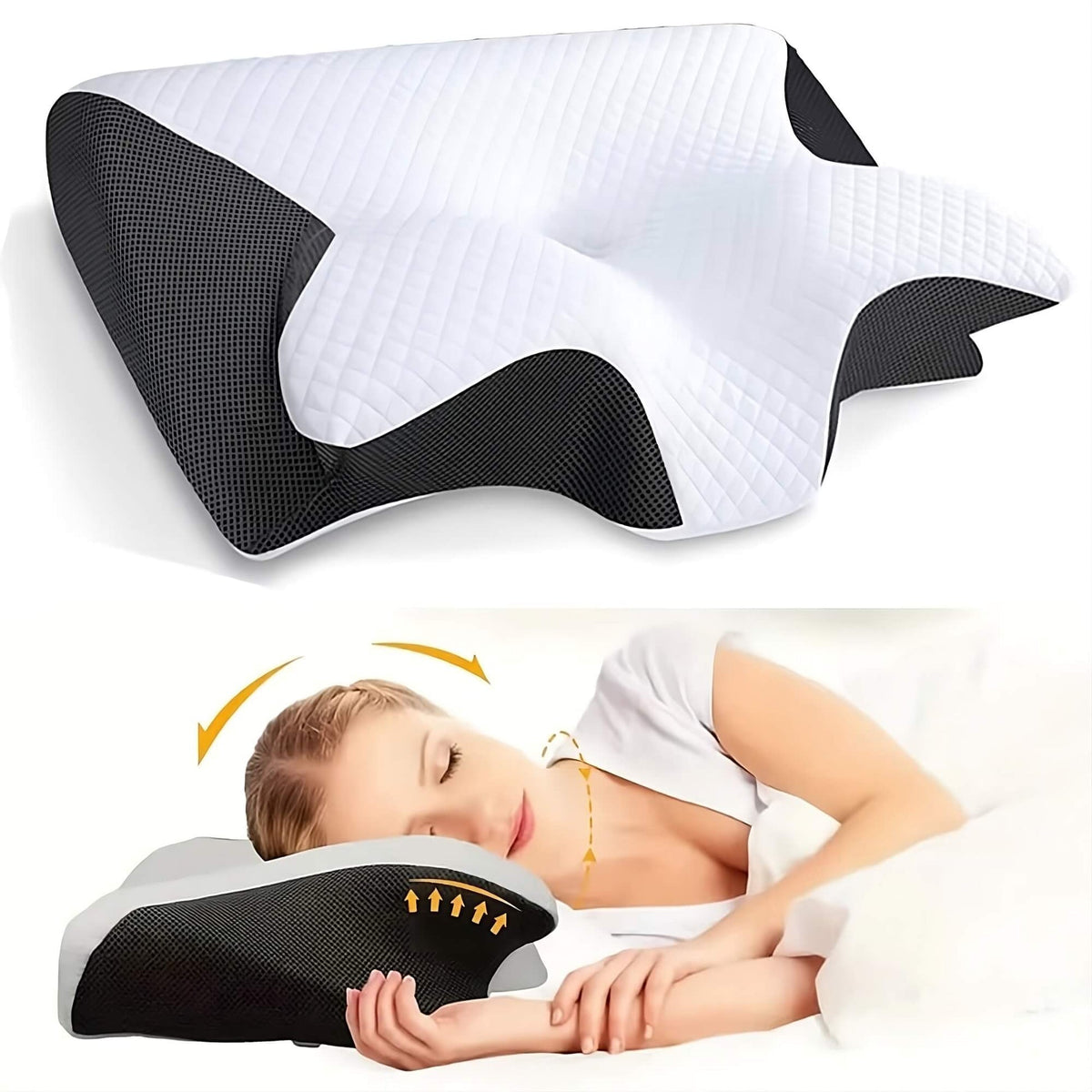 Contoured Memory Foam Pillow for Neck Pain Relief & Spine Alignment – Cervical Support Cushion for Back, Side & Stomach Sleepers