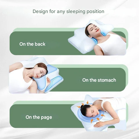 Contoured Memory Foam Pillow for Neck Pain Relief & Spine Alignment – Cervical Support Cushion for Back, Side & Stomach Sleepers