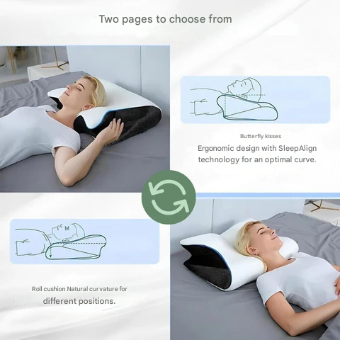 Contoured Memory Foam Pillow for Neck Pain Relief & Spine Alignment – Cervical Support Cushion for Back, Side & Stomach Sleepers