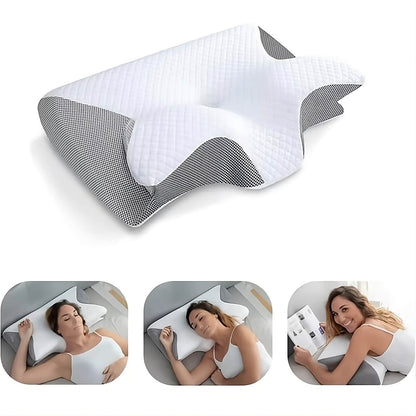 Contoured Memory Foam Pillow for Neck Pain Relief & Spine Alignment – Cervical Support Cushion for Back, Side & Stomach Sleepers