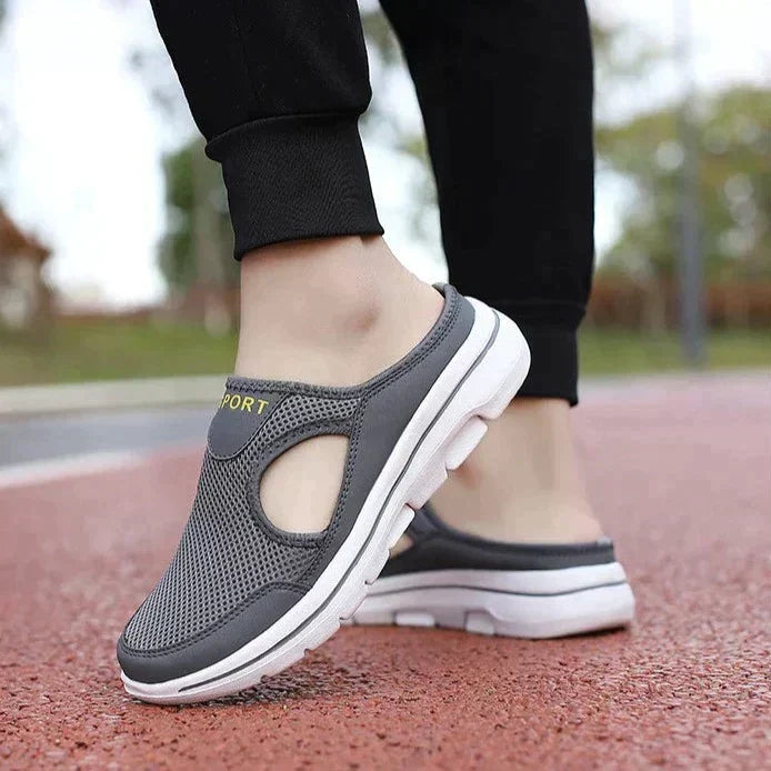 Men's Orthopedic Slip-On Shoes with Arch Support & Breathable Mesh Upper for Wide Feet | Lightweight EVA Cushioned Walking Shoes for