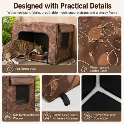Ortekor Outdoor Cat Feeding Shelter for Backyards - Weather-Resistant Food Station Cover