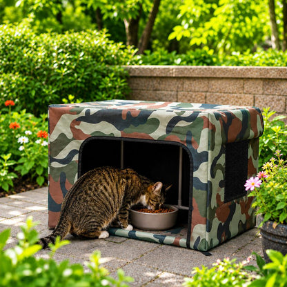 Ortekor Outdoor Cat Feeding Shelter for Backyards - Weather-Resistant Food Station Cover